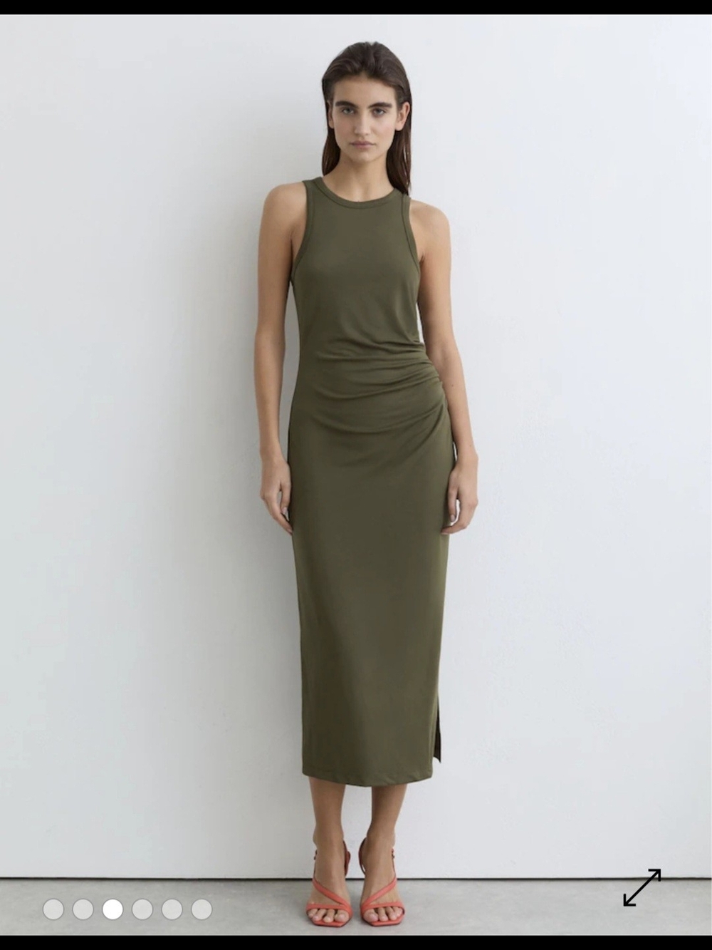 Reiss Lola Jersey Ruched Racerback Midi Dress XS 198